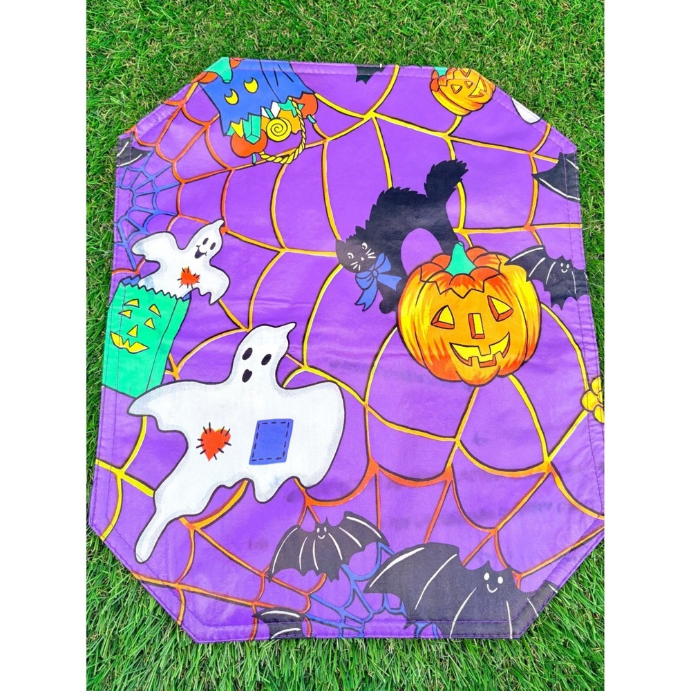 Vintage Halloween Placemats Set of 6 Reversible Purple Black Witch Ghost Boo - Picture 14 of 16